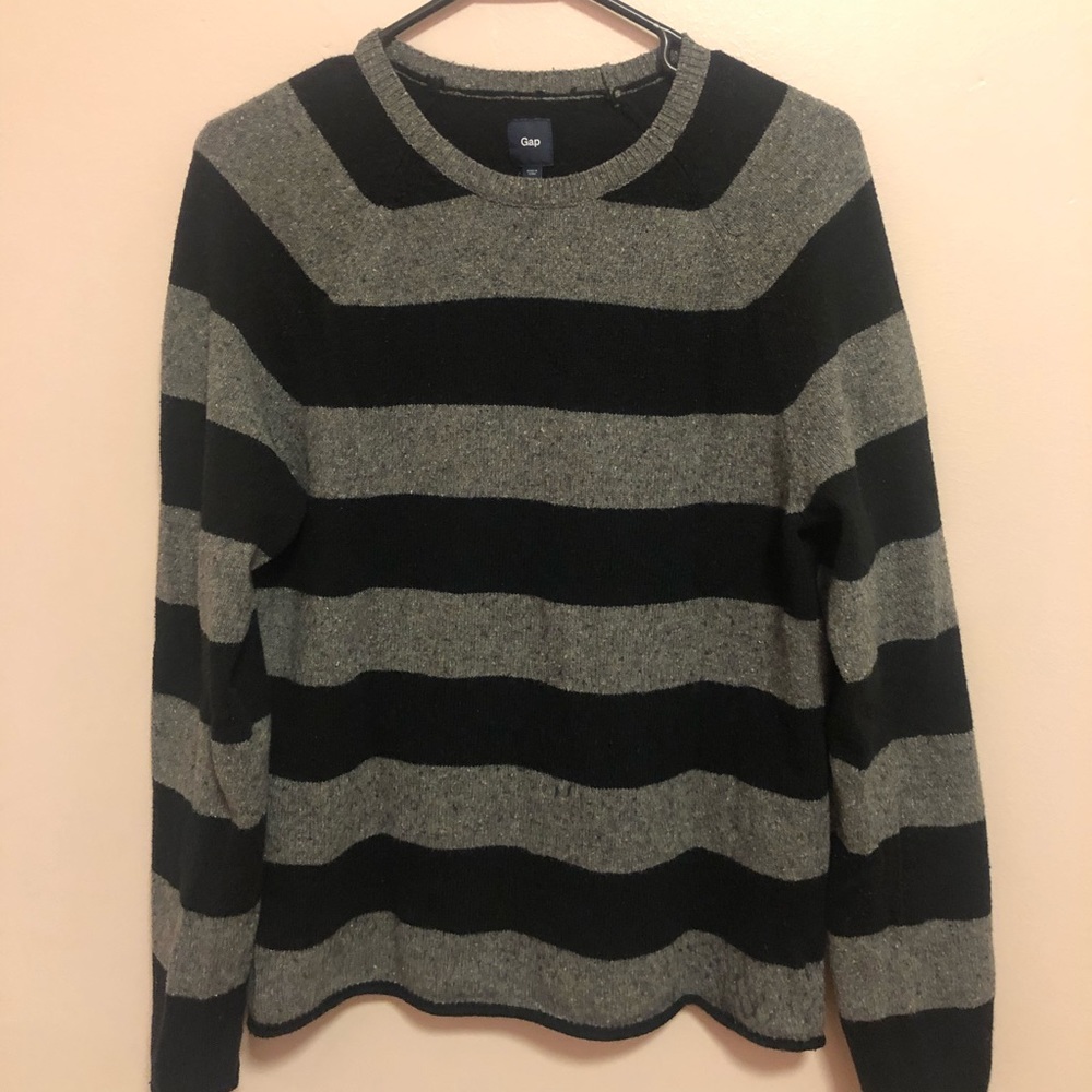 black and grey striped sweater